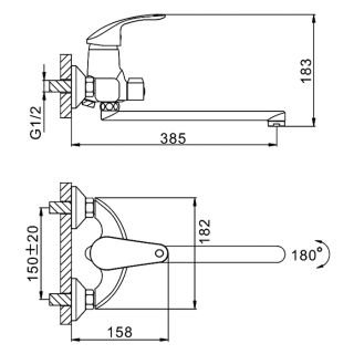 Смеситель для ванны и душа Frap F2221-5 хром